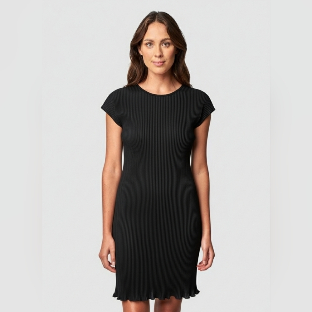 Madewell Black Ribbed Midi Dress